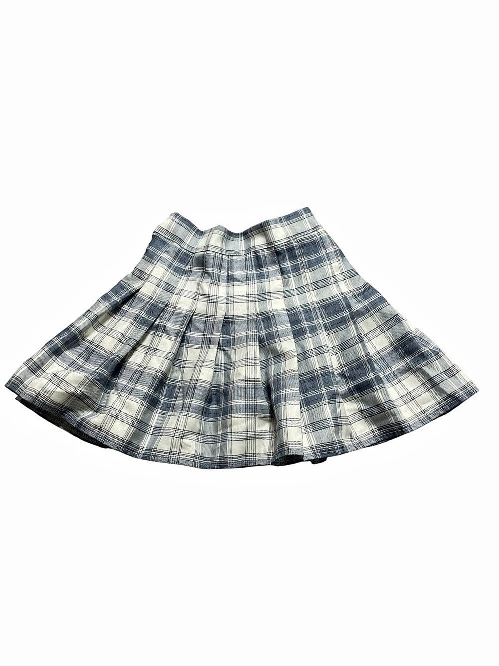 SANGTREE Girls Plaid Pleated Skort Size 140 9-10yrs Blue White Tartan School